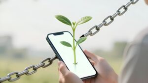 Человек в светлом саду освобождается от цифровой зависимости с помощью минималистичного АндроГеймер Лаунчера