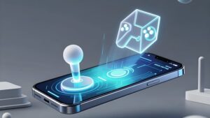 Футуристичный смартфон с голограммой джойстика для оптимизации Android под быстрые аркадные сессии от АндроГеймер Лаунчер