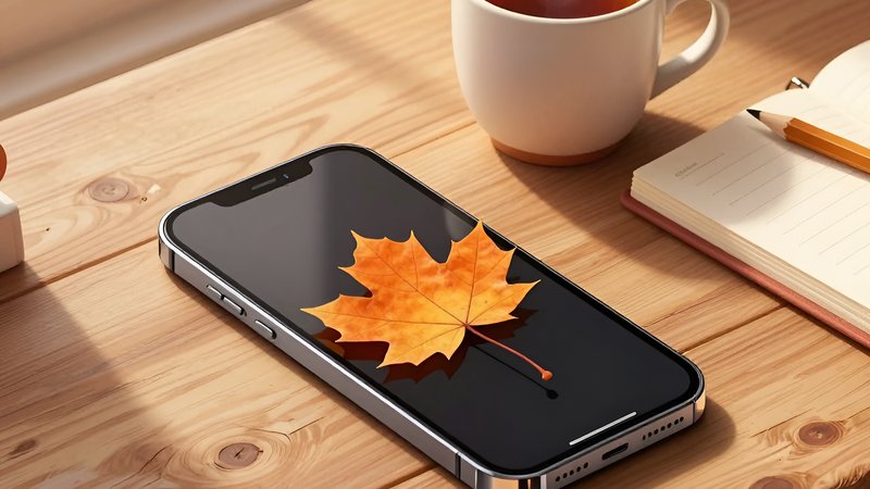 Смартфон с кленовым листом и чашкой чая для цифрового детокса в АндроГеймер Лаунчер